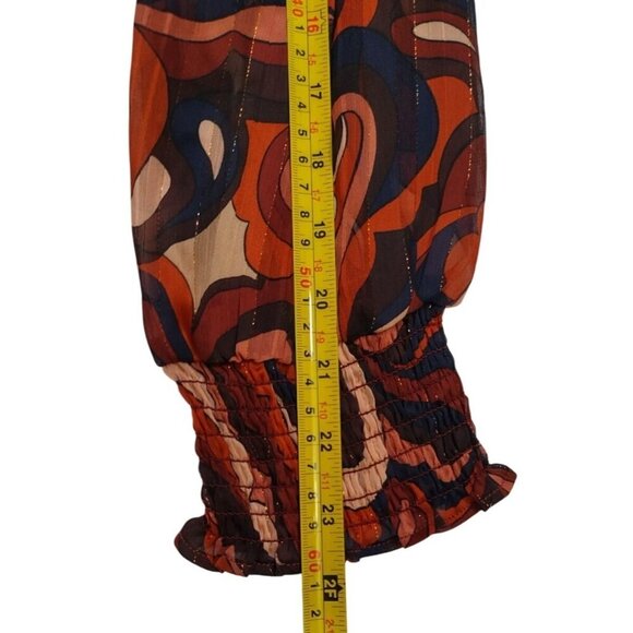 Haver London retro-inspired long-sleeved blouse with a tie neck,L gathered cuffs - Picture 10 of 10